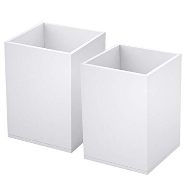 NIUBEE White Acrylic Pen Holder 2 Pack Desktop Pencil Cup Stationery Organizer for Office Desk Accessory