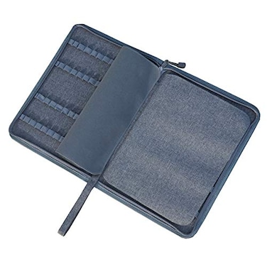 erofa 48 Slots Gray Fountain Pen Case Canvas Pen Holder Display Pouch Bag Storage Large Capacity Water Resistant