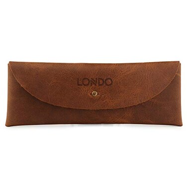 Londo Genuine Leather Retro Pen and Pencil Case Metal Snap Fastener Pencil Pouch Stationery Bag