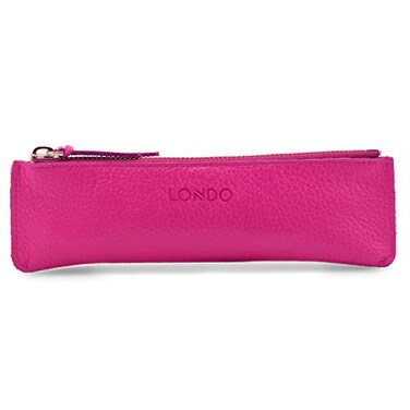 Londo Genuine Leather Pen Case with Zipper Closure Pencil Pouch Stationery Bag