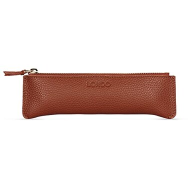 Londo Genuine Leather Pen Case with Zipper Closure Pencil Pouch Stationery Bag