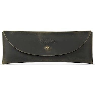 Londo Genuine Leather Retro Pen and Pencil Case Metal Snap Fastener Pencil Pouch Stationery Bag