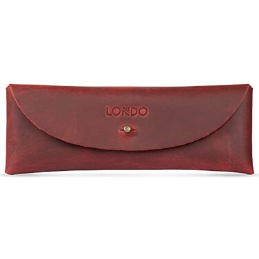 Londo Genuine Leather Retro Pen and Pencil Case Metal Snap Fastener Pencil Pouch Stationery Bag