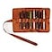 Londo Genuine Leather Retro Pen and Pencil Case Metal Snap Fastener Pencil Pouch Stationery Bag