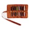 Londo Genuine Leather Retro Pen and Pencil Case Metal Snap Fastener Pencil Pouch Stationery Bag