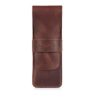 Londo Genuine Leather Pen and Pencil Case with Tuck in Flap Stationery Bag