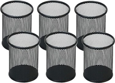 SNOW COOLER Pen Holder Pencil Holder Mesh Metal Pen Cup Holder Pencil Cup Holder for Desk Office Home Pen Organizer Black 6 Pack