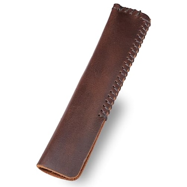 DK86 Handmade Genuine Leather Single Pen Case Fountain Pen Sleeve Holder Pouch Cover Vintage Coffee