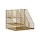 Martha Stewart Ryder Gold Mesh Metal Large Desktop Organizer with Magazine File Holder Pen Holder and Storage