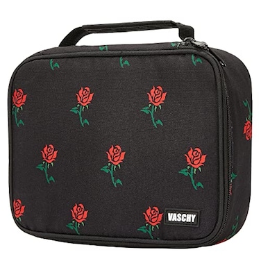 VASCHY Large Pencil Case Bag Art Supply Marker Organizer Big Pen Pouch with Detachable Layers Slots Multiple Zipper Pockets for Kids Adults School Office Black Rose