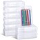 Fainne 24 Pack Pencil Boxes for School Clear Plastic Pencil Case Large Plastic Crayon Box Bulk Stackable Classroom Stationery Organizer School SuppliesTransparent