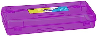 Enday Pencil Box Purple Storage Organizer Utility Box Multipurpose Long Ruler Length School Office Supplies Plastic Pencil Case for Kids Adults Available in Red Pink Grey Green Blue 1PK
