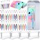 Tenceur 148 Pcs Beadable Pen Set Back to School Gift 48 Plastic Beadable Pen 48 Resealable Pouch Bag 48 Thank You Cards 4 Pcs Plastic Pen Holder Clear Display Stand for StudentBright Color