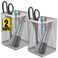 1InTheHome Large Pen Holder Big Tall Pencil Cup Silver Wire Mesh 2 Pack