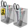 1InTheHome Large Pen Holder Big Tall Pencil Cup Silver Wire Mesh 2 Pack