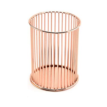 Weyoo Pen Holder Wire Metal Pencil Holder Decorative Desk Storage Organizer Container for Stationery and Desk Accessories Rose Gold 1 1Pack
