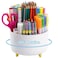Marbrasse Desk Organizer 360Degree Rotating Pen Holder Desk Organizers and Accessories with 5 Compartments Pencil Holder Art Supply Storage Box Caddy for Office HomeWhite
