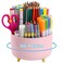 Marbrasse Desk Organizer 360Degree Rotating Pen Holder Desk Organizers and Accessories with 5 Compartments Pencil Organizer Art Supply Storage Box Caddy for Office HomePink