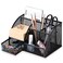 Cayxenful Mesh Desk Organizer Desktop Organizer with Drawer Office Supplies MultiFunctional Caddy Metal Stationary Black Desk Caddy with 6 Compartments and 1 Drawer for Home School Workshop kitchen