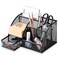 Cayxenful Mesh Desk Organizer Desktop Organizer with Drawer Office Supplies MultiFunctional Caddy Metal Stationary Black Desk Caddy with 6 Compartments and 1 Drawer for Home School Workshop kitchen