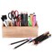 WuGeShop Wooden Pen Pencil Holder for Desk 4 Compartment Rustic Rectangular Pen Organizer Wood Desktop Organizer Caddy Multi Purpose Use for Home School Office Supplies Stationery