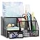 EasyPAG Mesh Desk Organizer with Drawer Multifunctional Pen Holder Stationery Organizer for Office School Supplies 6 Compartments Dorm Organizers and Storage for Desk Black