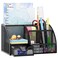 EasyPAG Mesh Desk Organizer with Drawer Multifunctional Pen Holder Stationery Organizer for Office School Supplies 6 Compartments Dorm Organizers and Storage for Desk Black