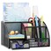 EasyPAG Mesh Desk Organizer with Drawer Multifunctional Pen Holder Stationery Organizer for Office School Supplies 6 Compartments Dorm Organizers and Storage for Desk Black