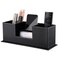 KINGFOM Office Supplies Desk Organizer PU Leather Storage Box 4 Divided Compartments for Pen Business Card Remote Control Mobile Phone Cosmetics Collection Holder Black