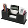 KINGFOM Office Supplies Desk Organizer PU Leather Storage Box 4 Divided Compartments for Pen Business Card Remote Control Mobile Phone Cosmetics Collection Holder Black