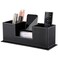 KINGFOM Office Supplies Desk Organizer PU Leather Storage Box 4 Divided Compartments for Pen Business Card Remote Control Mobile Phone Cosmetics Collection Holder Black