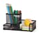 Comix Mesh Pen Pencil Holder Desk Organizer 3 Compartment Wire Desktop Pen Pencil Cup Caddy Office Supplies Desk Accessories for Home Office School Black