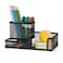 Comix Mesh Pen Pencil Holder Desk Organizer 3 Compartment Wire Desktop Pen Pencil Cup Caddy Office Supplies Desk Accessories for Home Office School Black