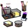 Byjoph Mesh Pen Holder for Desk Pencil Holders 5 Pieces Desk Organizer Office Supplies Caddy with Sticky Notes Holder for Office School Home Black