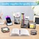Byjoph Mesh Pen Holder for Desk Pencil Holders 5 Pieces Desk Organizer Office Supplies Caddy with Sticky Notes Holder for Office School Home Black