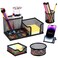 Byjoph Mesh Pen Holder for Desk Pencil Holders 5 Pieces Desk Organizer Office Supplies Caddy with Sticky Notes Holder for Office School Home Black