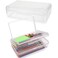 SFLHHDM Large Pencil Box Double Layer Capacity Pencils Holders Clear Hard Pen Case with Snaptight Lid Plastic Pencil Case for Office School Pen Boxes Storage School Box Transparent1pcs
