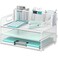 SUPEASY 3 Tier Desk Organizer with Handle 3 Pen Holders Mesh PaperFile Organizer for Desk Paper Letter Tray Organizer for Office Supplies White 1 Pack 3CST3PH
