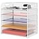 Supeasy 5 Trays Paper Organizer Letter Tray with HandleMesh Desk File Holders Paper Sorter Desk Organizer for Office Home Classroom or School White