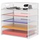 Supeasy 5 Trays Paper Organizer Letter Tray with HandleMesh Desk File Holders Paper Sorter Desk Organizer for Office Home Classroom or School White