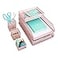 BLU MONACO Pink Desk Organizer Set for Women 6 Piece Mail Sorter Organizer Countertop with Letter Trays Standing File Organizer with Mesh Pen Holders