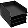 Wenqik 4 Pcs Stackable Paper Trays Rectangular Plastic Desk Holder Desktop Document File Organizer Storage Letter for Office Classroom Black