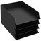 Wenqik 4 Pcs Stackable Paper Trays Rectangular Plastic Desk Holder Desktop Document File Organizer Storage Letter for Office Classroom Black