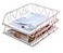 PAG Set of 2 Office Supplies Metal Stackable File Document Letter Tray Organizer for Desk Rose Gold