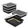 Storex Letter Size Flat Storage Tray Organizer Bin with NonSnap Lid for Classroom Office and Home Black 5Pack 62535U05C