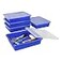 Storex Letter Size Flat Storage Tray Organizer Bin with NonSnap Lid for Classroom Office and Home Blue 5Pack 62536A05C