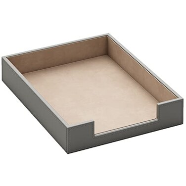 Thipoten Leather Letter Tray THIPOTEN Elegant Desk Organizer for Office Supplies Mail Paper File Magazine Perfect Office Organization for DesktopGrey