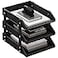 Thipoten Leather Desk Organizer 3Tier Stackable Letter Tray Holder for Office Supplies Paper File Magazine Perfect Office Organization for Desktop Black3Tiers