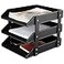 RHCSZ Leather Desk File Organizer 3Layer Stackable Tray Used to Store documents folders Stationery Magazines Newspapers Letters and Other Home Office Sundries Desktop Organization HolderBlack