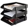 RHCSZ Leather Desk File Organizer 3Layer Stackable Tray Used to Store documents folders Stationery Magazines Newspapers Letters and Other Home Office Sundries Desktop Organization HolderBlack